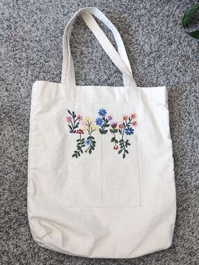 Floral Embroidered Canvas Bag